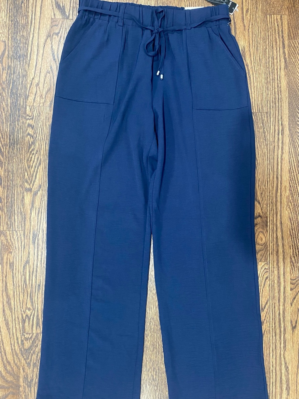 Soho Apparel Women's Navy Wide-Leg Pants Drawstring Elastic Waist Pockets M